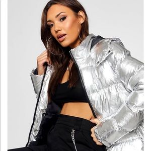 NEW ASOS Brave Soul Metallic Puffer Jacket S